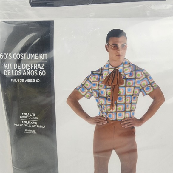 60s Men's Costume Kit L/XL Retro Mod Man Suit Yourself Halloween Groovy - Picture 2 of 5